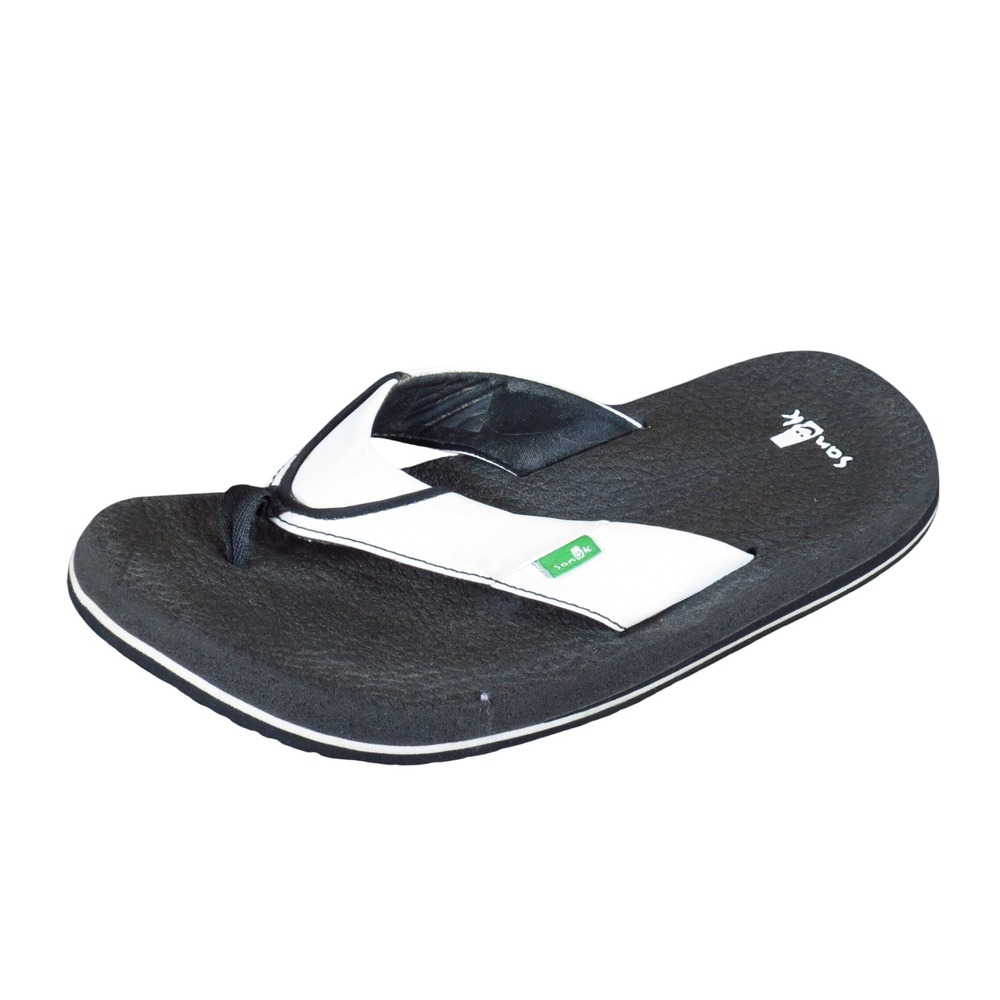 Sanuk Beer Cozy Mens Flip Flop Sandal Size 7 Beach Pool Black White Synthetic